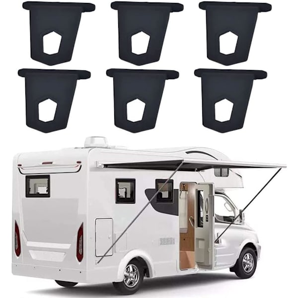 12-pak RV Markisekroge, Sort, Bærbare Markisekroge til RV, Camper, Autocamper