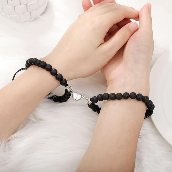 2 stk. Natursten Perler Magnetisk Armbånd Par Forbindelse Armbånd