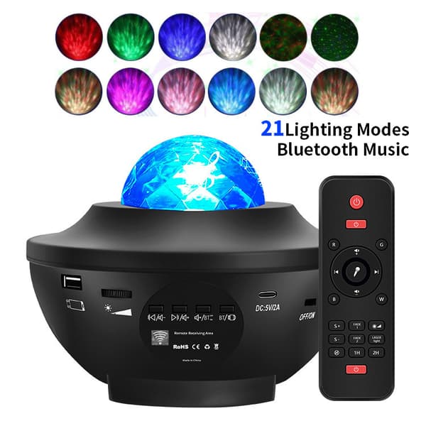 Romkapsel Galaxy Stjernenattlys Bluetooth Stemmestyring USB Pl
