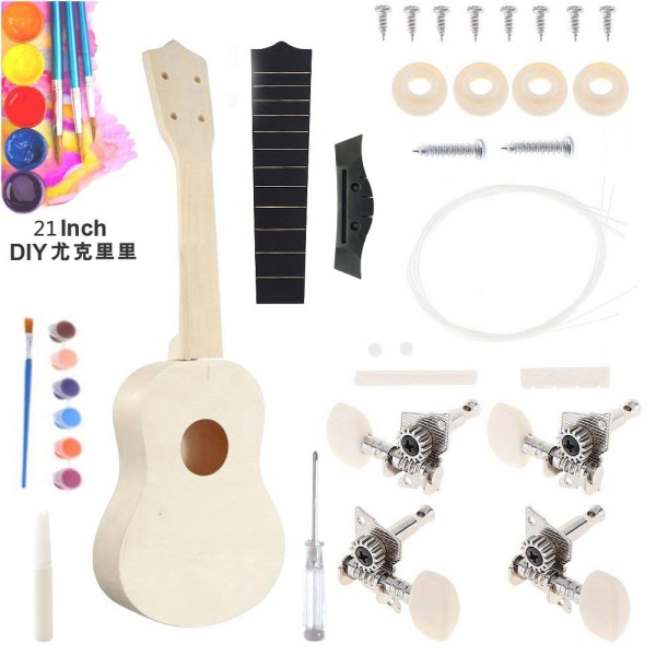 4-strängad ukulele, bygg din egen ukelele (DIY Kit)