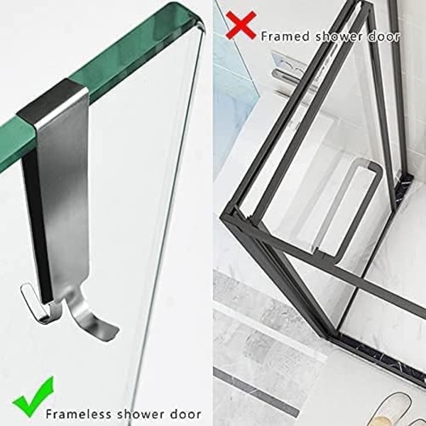 2 st förlängda duschdörrkrokar i 2-pack. Dörrkrokar för ramlösa glas