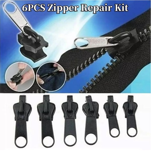 6 stk Fix Zip Puller, Zip Slider Repair Instant Kit, Instant Zipper Set, F