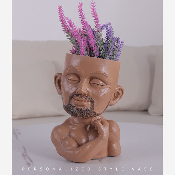 Mænds Ansigt Blomsterpot Hoved Planter Pot Sukkulente Planter Sød Harpiks Plan