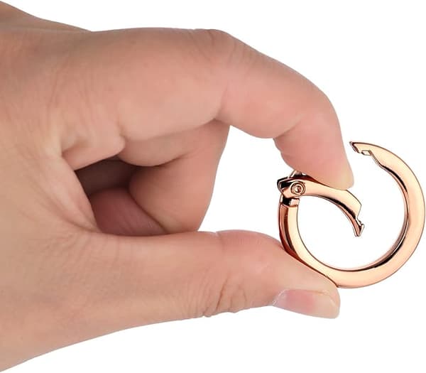 10 stk. Metalfjeder Snap Clip O nøgleringe til pungrem, Guld, 34mm