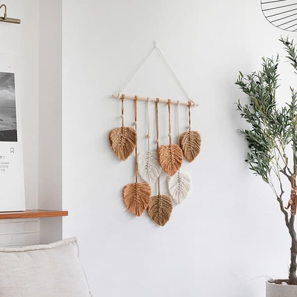 Blad Macrame Väggdekoration Boho Rum Heminredning Vävda Estetiska Väggbonader Hemrum Bröllopsdekoration