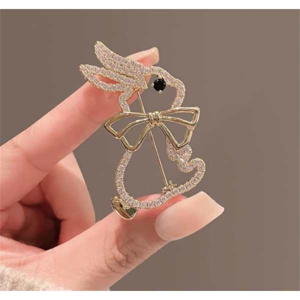Rhinestone-jänisrintakoru, rintaneula, sarjakuva, rusetti, jänisrintakoru, muotimerkki, rintaneula, lapsille, naisille, lahja, korut, vaatteet, laukku, tarvikkeet 4.8*3CMgolden