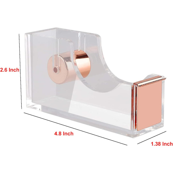 Kontorstejpdispenser, Transparent akryltejpdispenser-Rose Gold