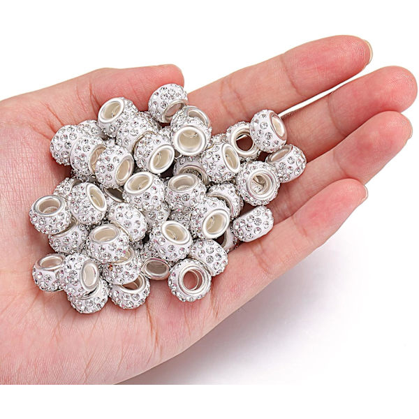 100 stk. hårperler 12 mm rhinstenperle hul krystal charmeperle hårperler til fletninger til halskæde øreringe armbånd håndværk fremstilling forsyninger (hvid)