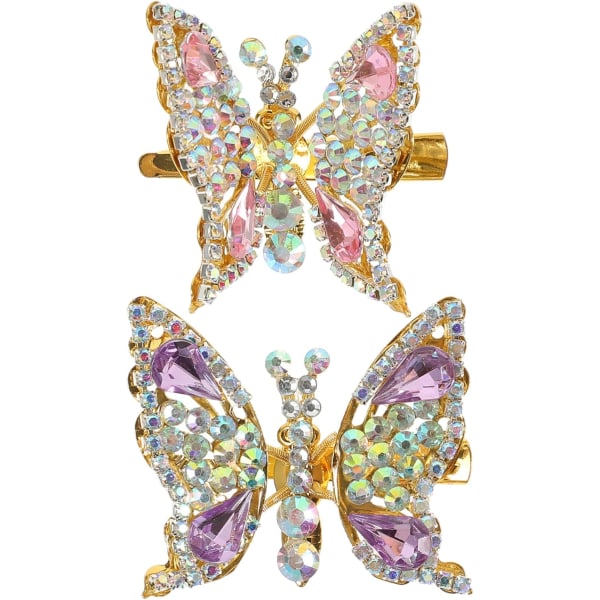 2 stk Flying Butterfly Hairpin, Glitter 3d Moving Butterfly Hair Clips,