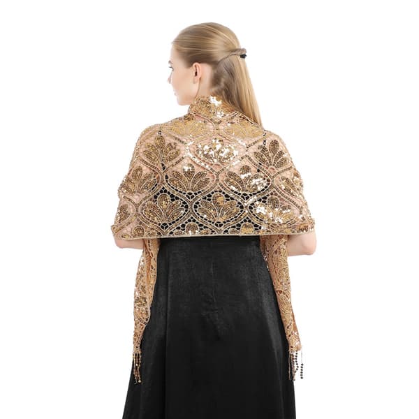 Sjal Comfort Long Elegant lätt polyester paljett Glitter E
