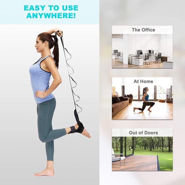 Stretch Yoga Strap Med Mesh Bag, Elastisk Stretch för Fotled