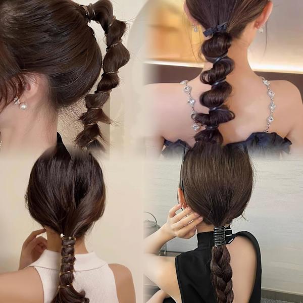 Spiral Hårbånd, DIY Hestehale Stiler, Vanntett Hestehale Holder, Ingen Krøller, Ingen Merker Hårbånd, Stilig Telefonledning Hårbånd (3 Stykker)