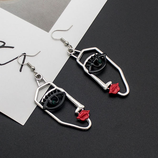 2 par med kvinners ansikt Statement Dangle Drop Øredobber