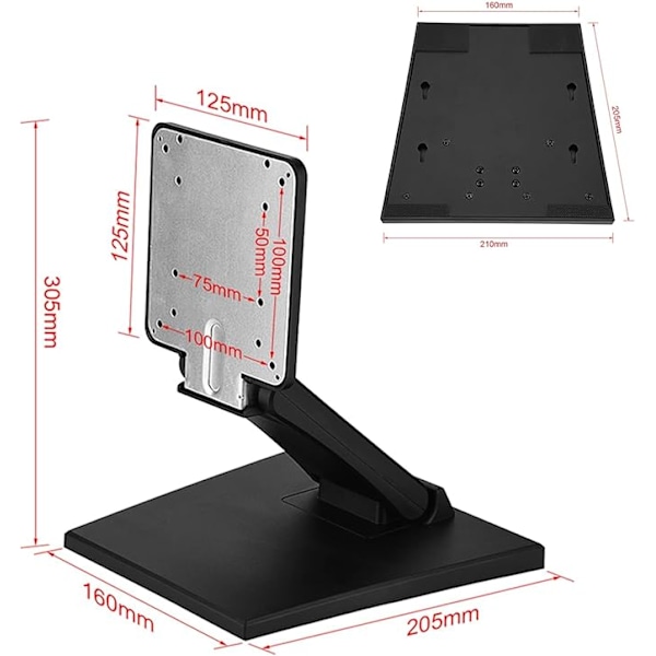 Monitorstativ, justerbart LCD LED-monitorstativ 10-24 tum plattskärm TV