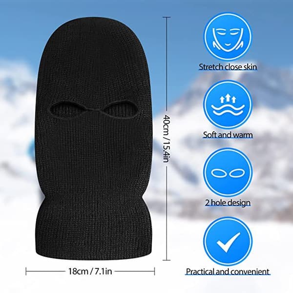 2-huls strikket fuld ansigtsmaske til ski, vinterhue