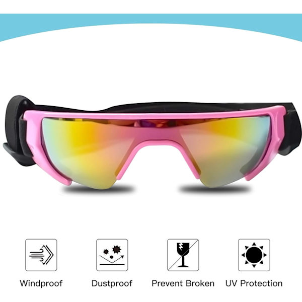 Hunde Goggles, Øjenbeskyttelse (Ny Version) Solbriller Vandtætte Vindtætte UV-beskyttelse til Mellemstore Hunde (Pink)