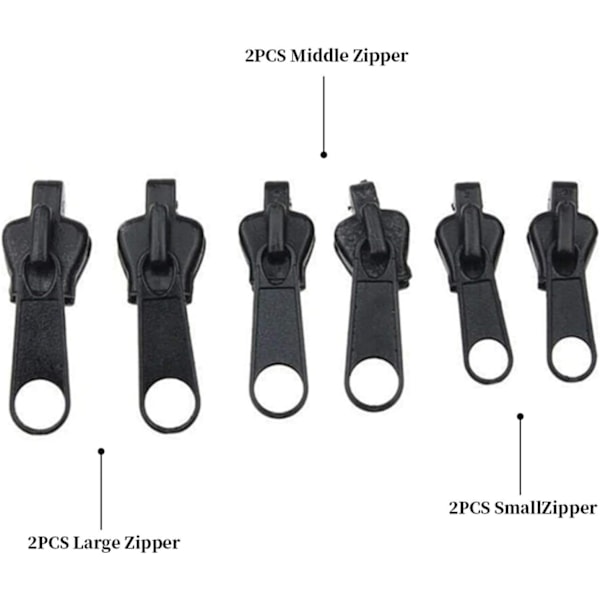 6 st Fix Zip Puller, Zip Slider Reparation Instant Kit, Instant Zipper Set, F