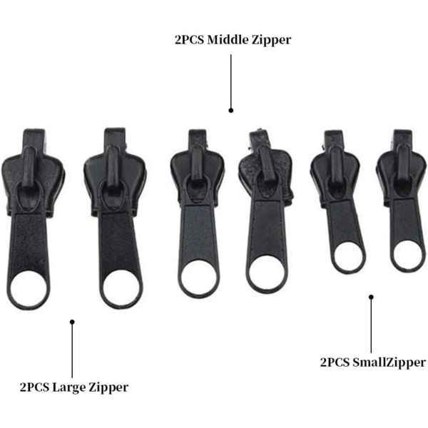 6 stk Fix Zip Puller, Zip Slider Repair Instant Kit, Instant Zipper Set, F
