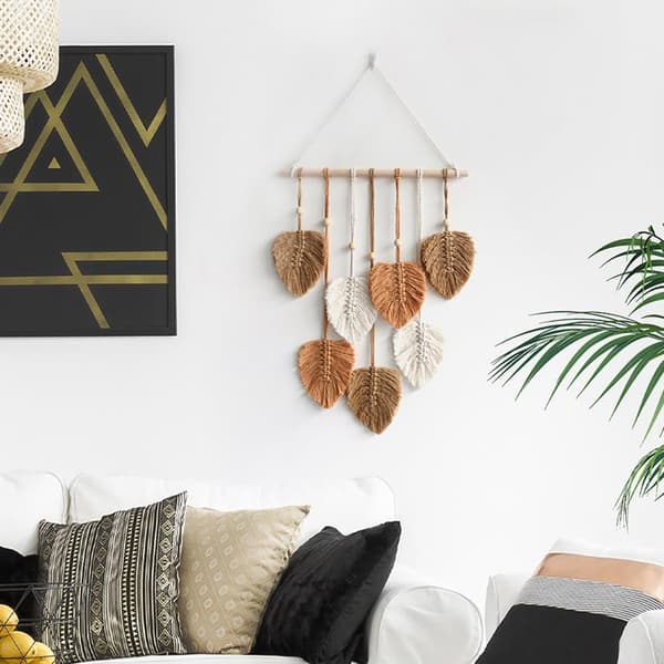 Blad Macrame Väggdekoration Boho Rum Heminredning Vävda Estetiska Väggbonader Hemrum Bröllopsdekoration
