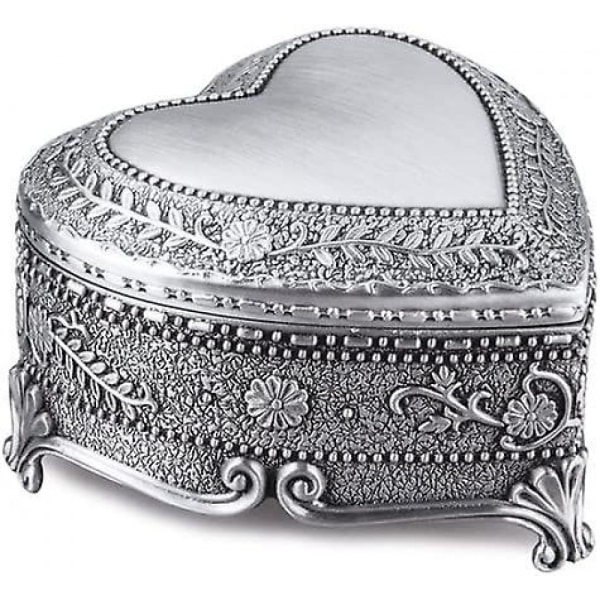 Vintage Jewelry Box Heart Shape Trinket Box Ring Earrings Treasure Organiz