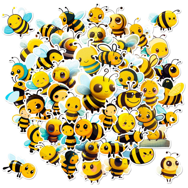 50 st Cartoon Bee Stickers för barn, söta Bee Stickers Dekaler för Gir