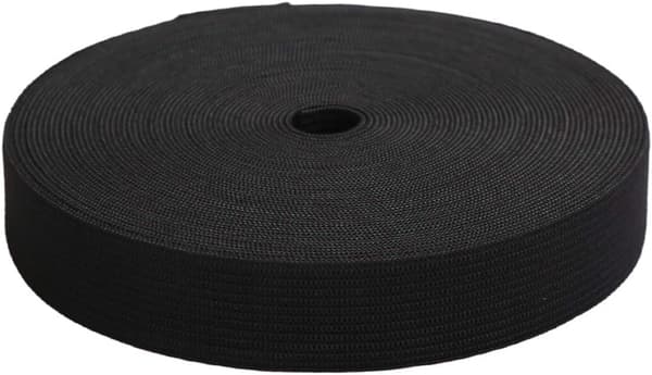 Elastik til tøj - 2,5 cm *20 m - Elastik - Elastik - Sy tilbehør - Flad sy elastik - Strikket elastik - Sort - Polyester og Latex