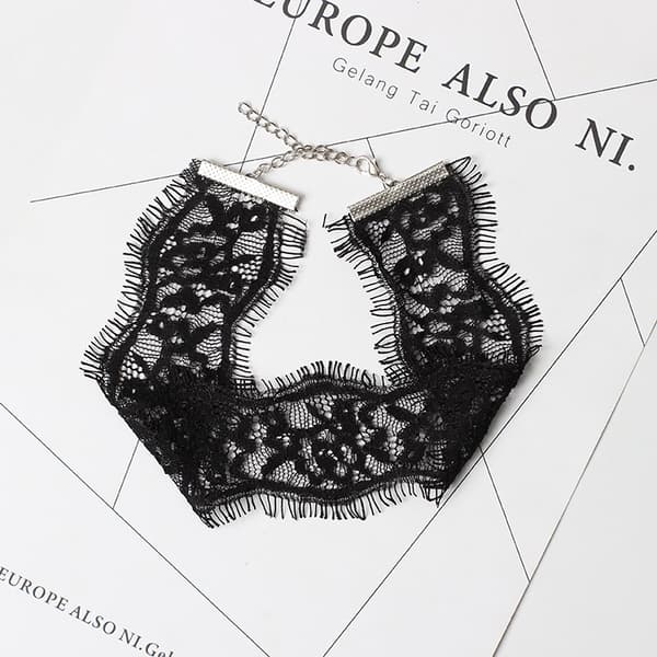 Sort hul sort hulmønstret blonde choker halskæde til kvinder