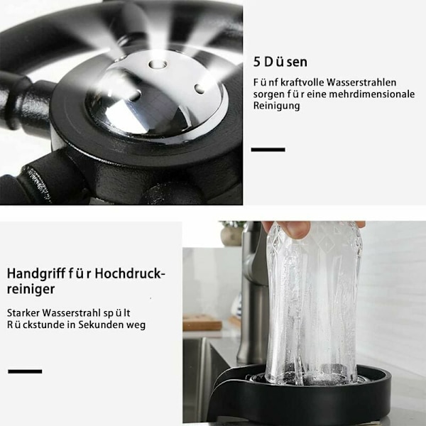 Vask Glas Skyl, Rustfrit Stål Kop Vasker, Bring T-Samling Og 80cm Slange Automatisk Kop Vasker Rengøringsmiddel