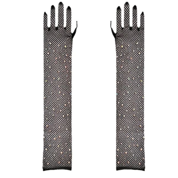 2 par Fishnet Lange Handsker Bling Mesh Arm Sleeves Opera Handsker 1920'erne
