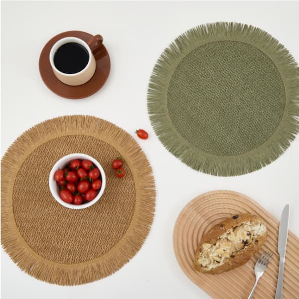 3 stk. Burlap Tassel-bordskånere til bondegårdsborde