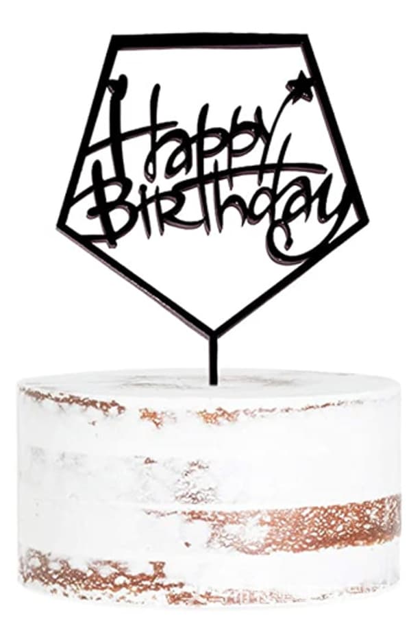 6-pakke Happy Birthday Cake Insert (svart), Akryl Cupcake Insert Suit