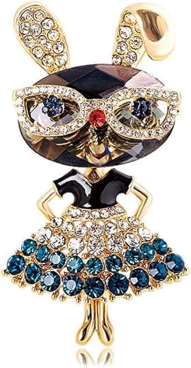 Rhinestone Lady Rabbit Brosch Pin för kvinnor flickor mode Crystal Bunn