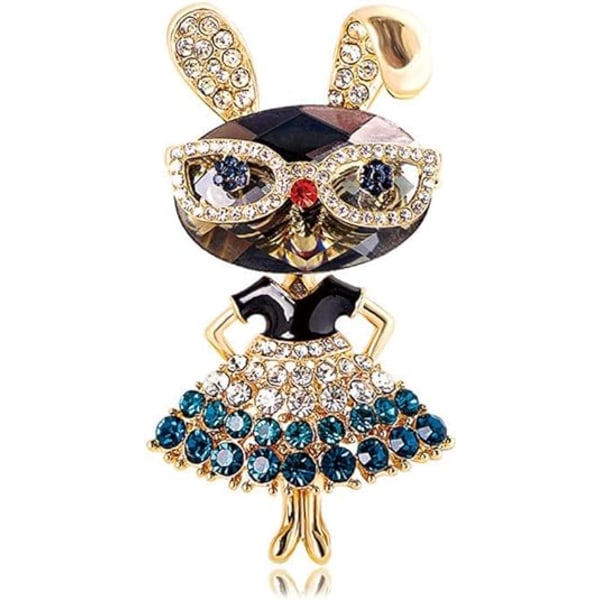 Rhinestone Lady Rabbit Brosje Pin for Women Girls Fashion Crystal Bunn