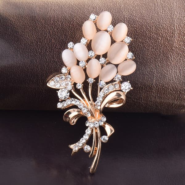 Moderne klare rhinsten broche pink blå ild opal sten blomst