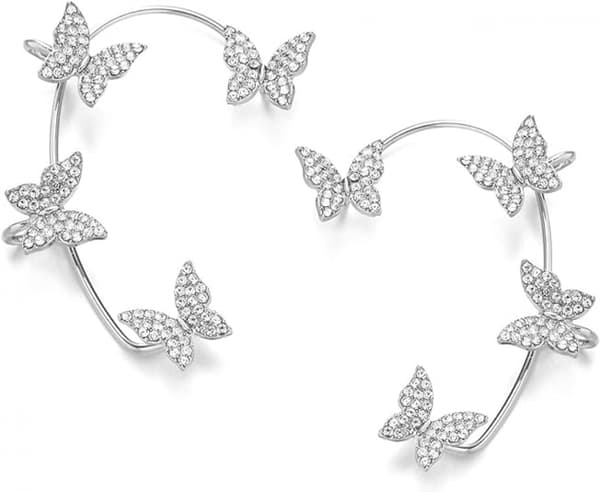 Fjärilsvingar Drop Dangle Örhängen Guldpläterade Kristall Rhinestone för