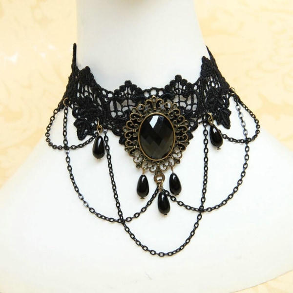 Ren gotisk band brudkläder spetsmönster halsband Vintage romantiska Handm
