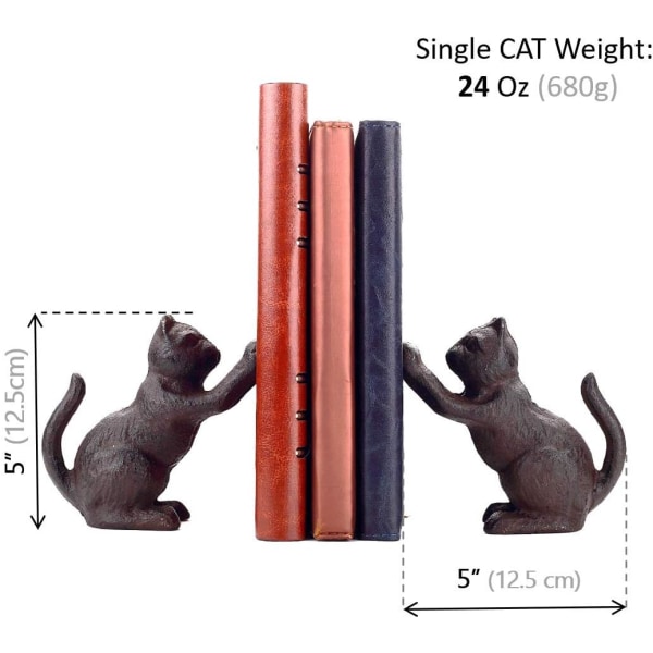 2st dekorativa bokstöd för katt, unika bokändar för att hålla böcker tunga