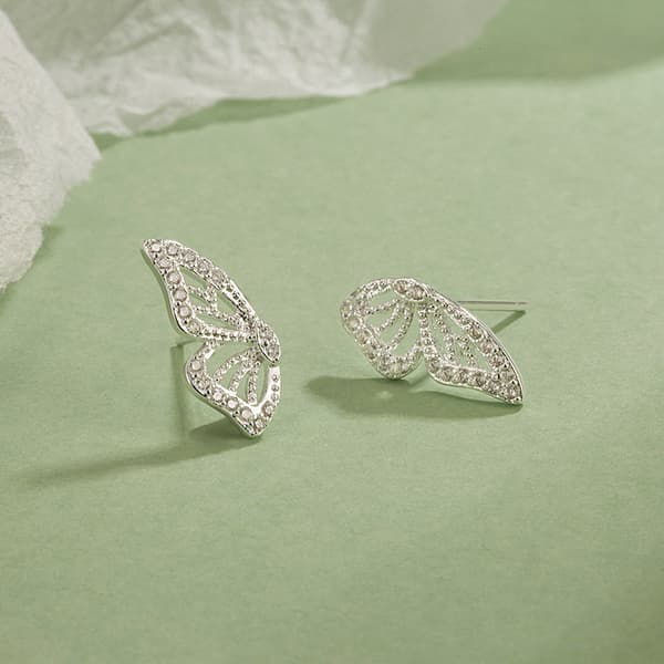 Fjärilsvingörhängen (par) 18k guldpläterade simulerade diamant silver