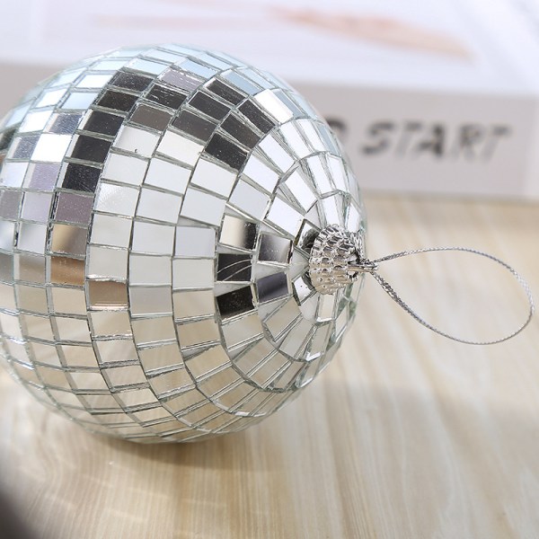 3 st silver disco reflekterande spegel julgranskulor enkla att hänga för jul