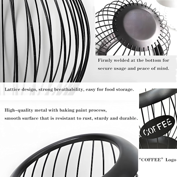 Kaffekapselholder, Kopholdere til Bordplade, Kaffebar Tilbehør & Dekoration, Stor Kapacitet Organizer, Kaffestation Organizer, Metal Kaffekapsel Opbevaring