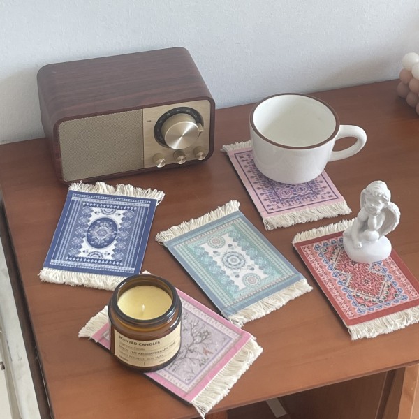 5 stk persiske mini vevde teppematte musematte retro stil teppemønster (tilfeldig)