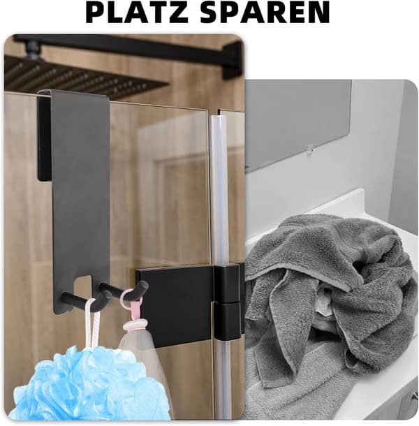 2 kappaletta pyyheteline, ei porausta, suihkuseinän pyyheklipsit, ruostumaton teräs