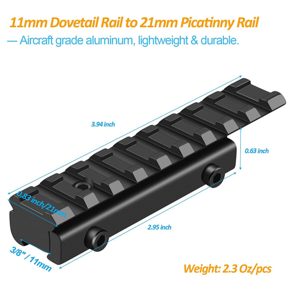 11mm till 20mm Dovetail Picatinny Weaver Rail Förlängningsadapter Kikarsiktesfäste Bas