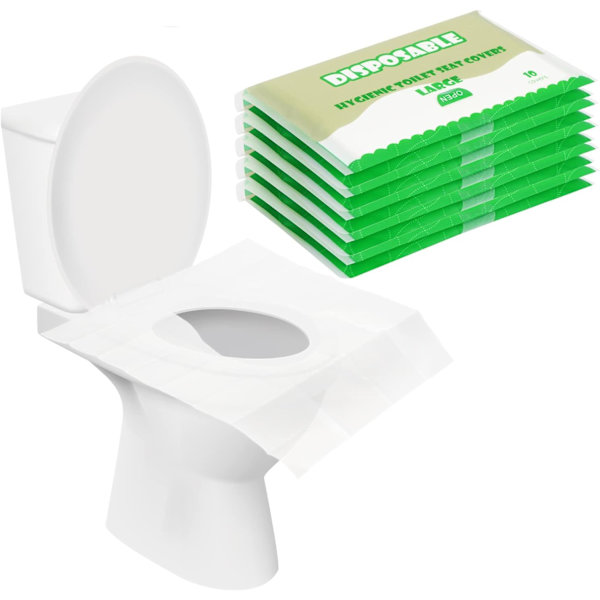 Engångstoalettstolsskydd i papper, 50 st resevänliga spolbara papperstoalettstolsskydd, för vuxna och barns potträningstoalettstol i offentliga toaletter, flygplan, camping (22x16,5 tum)