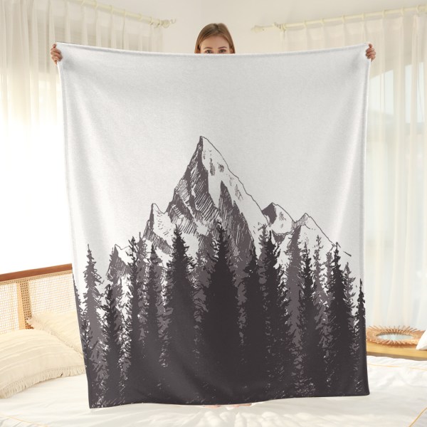 Svart og hvitt fjellteppe for menn, Fall Gran Forest Tapestry Wa