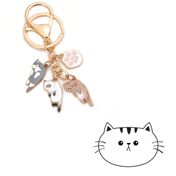 Kawaii katt nyckelring husdjur tass nyckelring djur fotavtryck nyckelring DIY fri