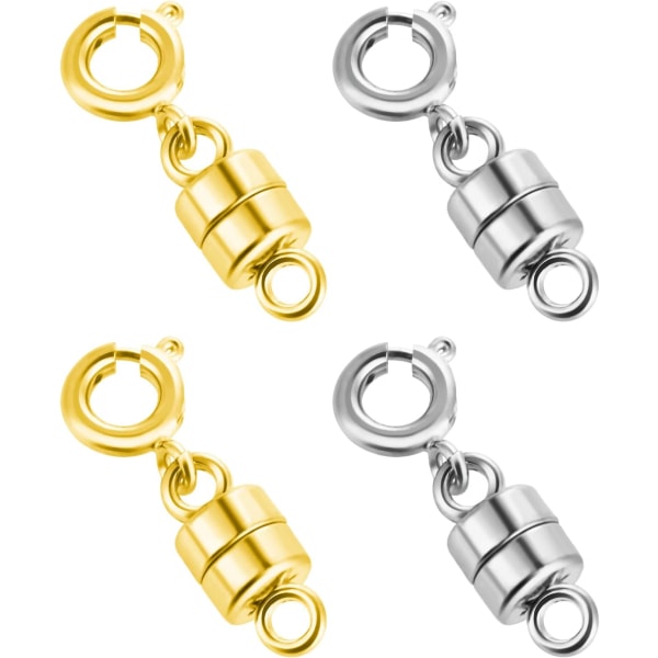 4-pack magnetiska halsband Spännen och förslutningar Magnetiska smycken spännen Kontakt Låsning magnetiska smycken spännomvandlare (2 cm guld och silver)
