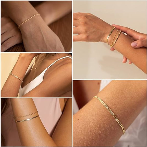 Guld armbånd til kvinder vandtæt 14K ægte guld smykkesæt til kvinder