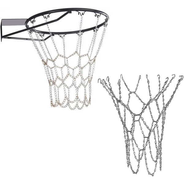 Basketballnett, utendørs basketballnett, metallbasketnett, slitesterk