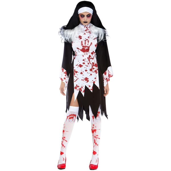 Färgad nunna vampyr dräkt spel uniform Halloween dräkt